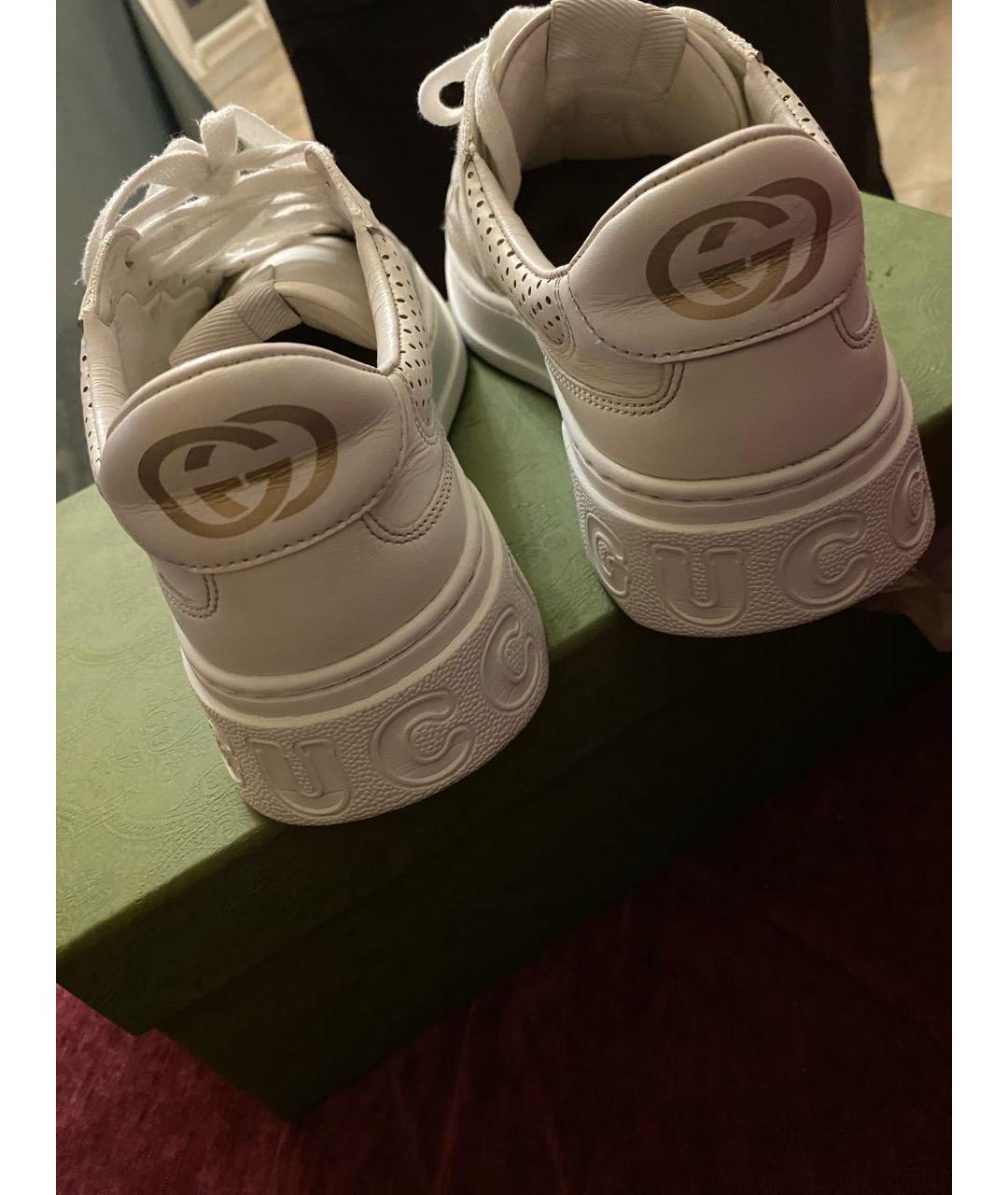 GUCCI Белые кожаные кеды, фото 4
