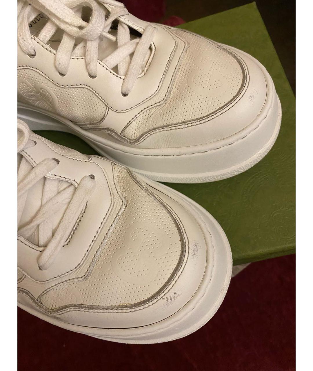 GUCCI Белые кожаные кеды, фото 3