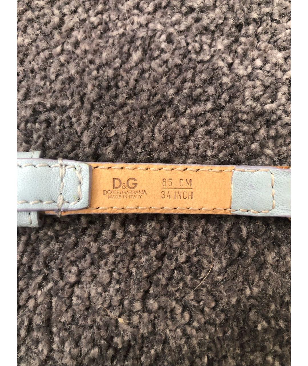 DOLCE&GABBANA Голубой кожаный ремень, фото 2