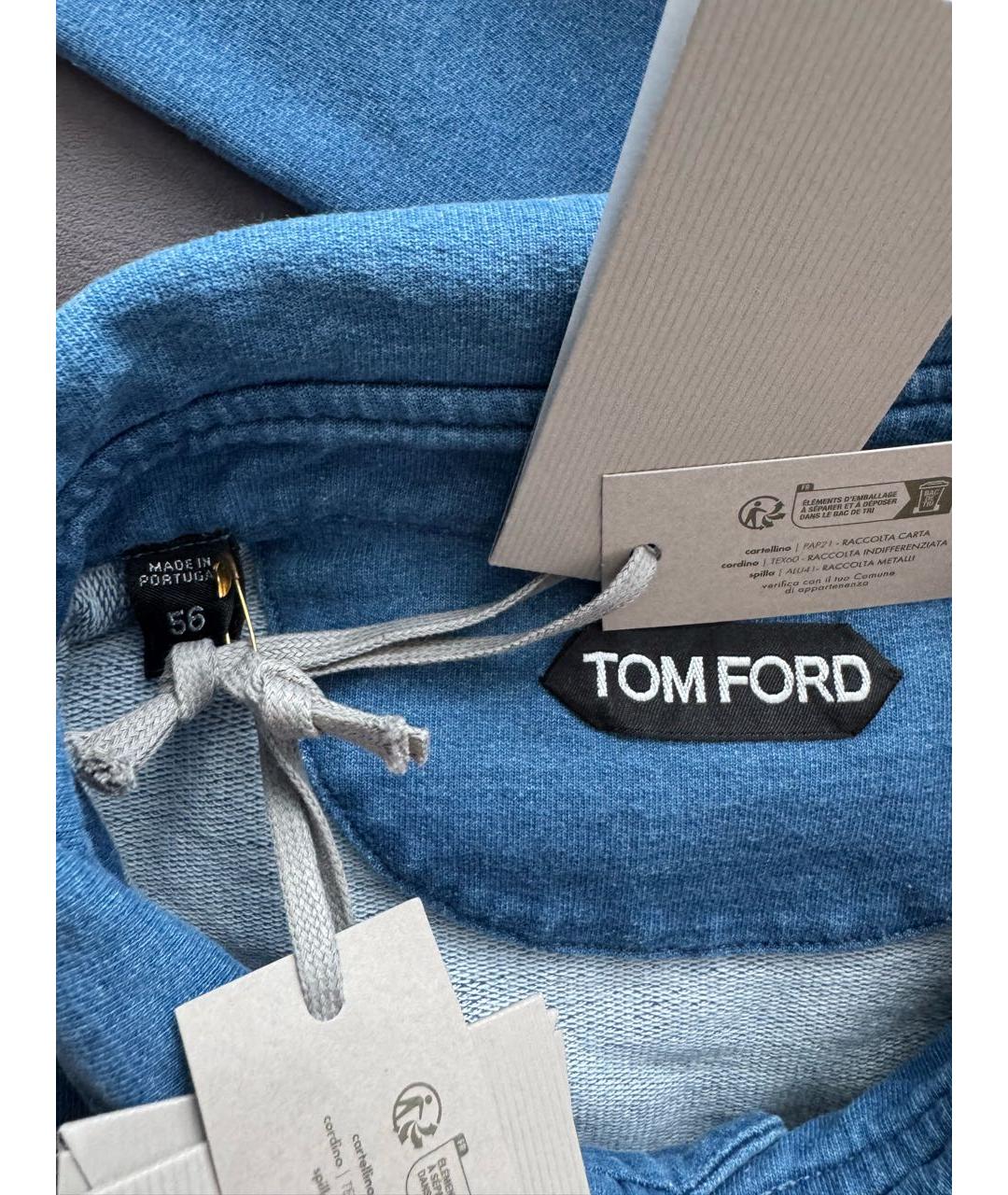 TOM FORD Синий хлопко-эластановый джемпер / свитер, фото 5