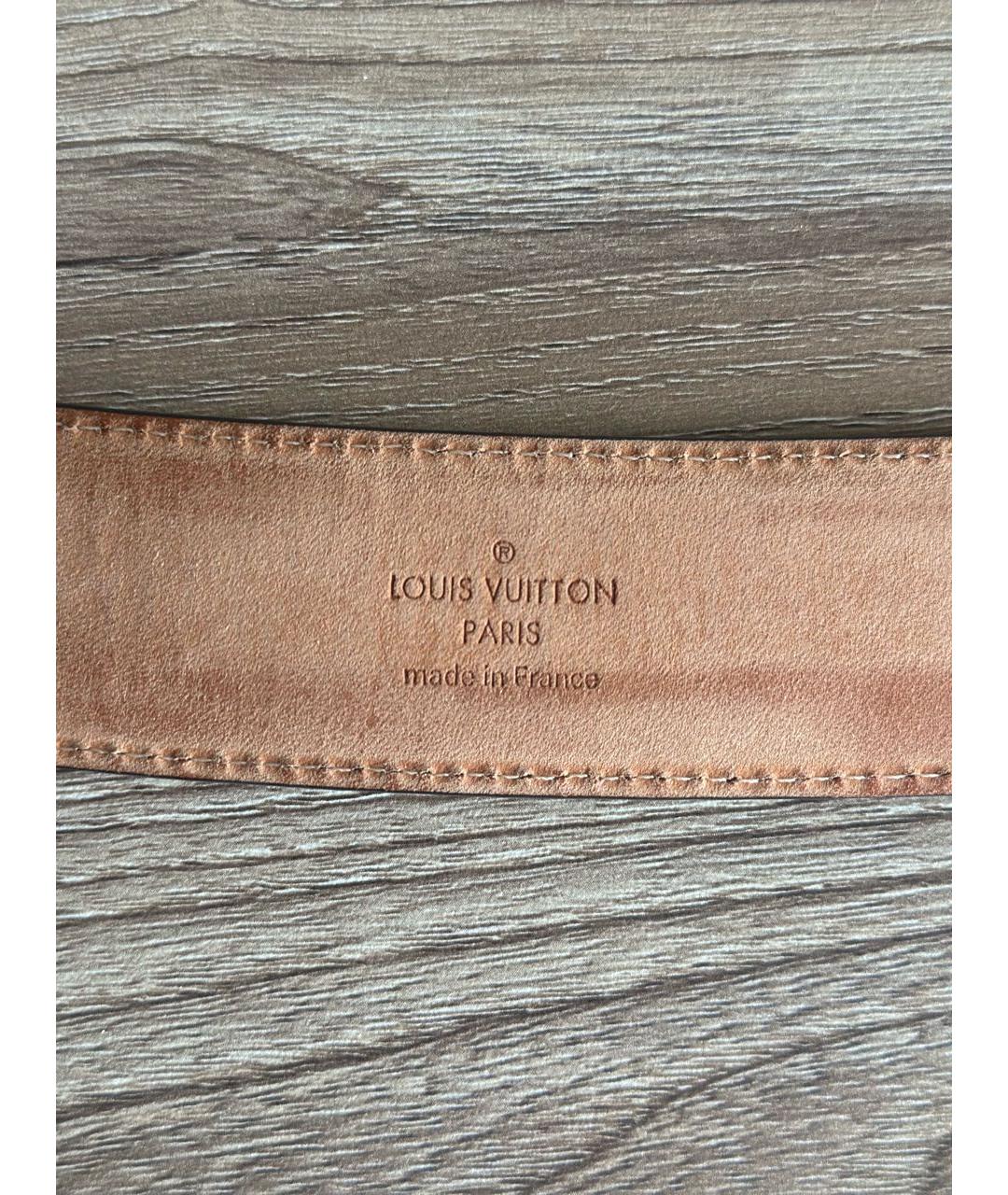 LOUIS VUITTON Коричневый кожаный ремень, фото 4