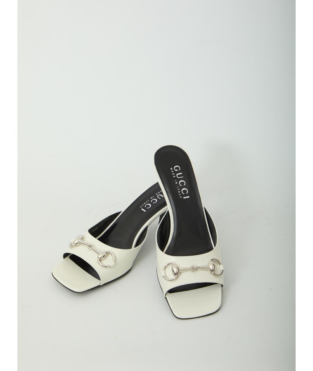 GUCCI Белые кожаные мюли, фото 5