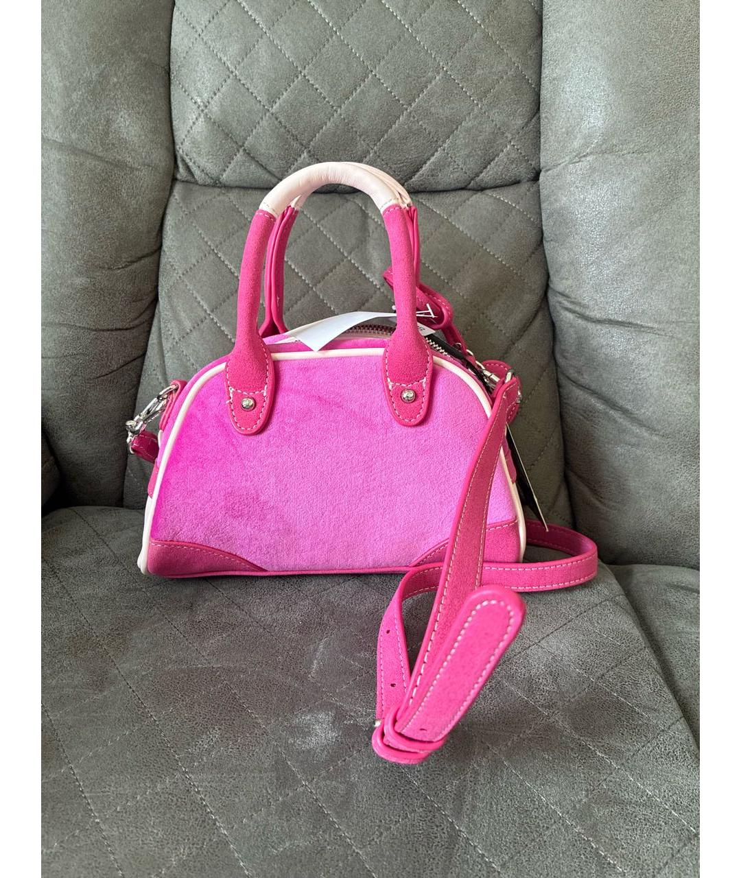 JUICY COUTURE Розовая бархатная сумка с короткими ручками, фото 3