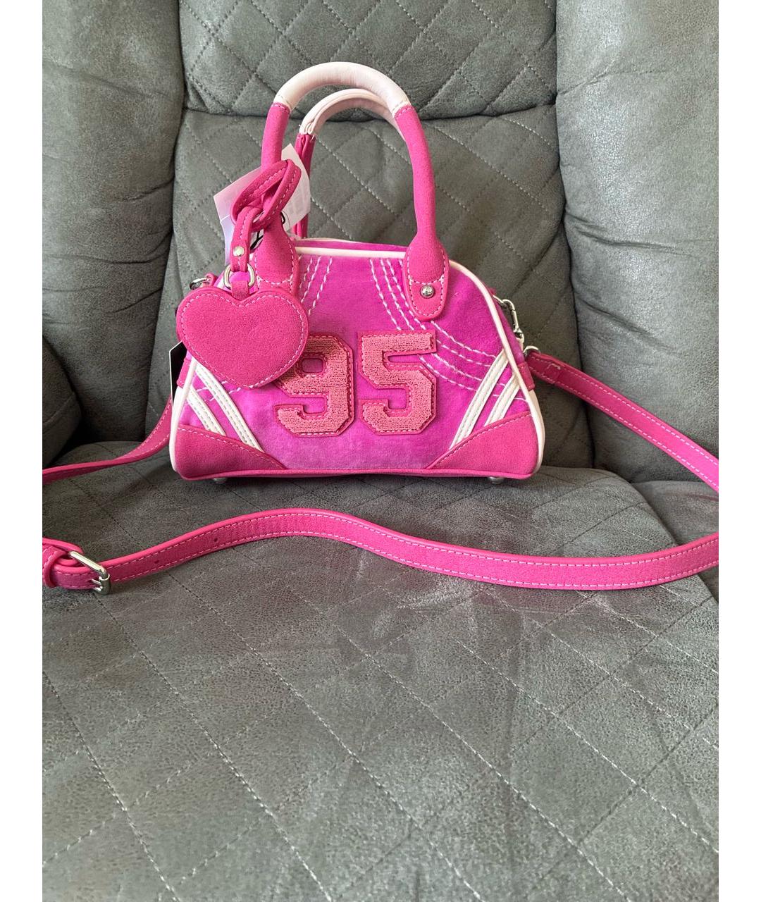 JUICY COUTURE Розовая бархатная сумка с короткими ручками, фото 8
