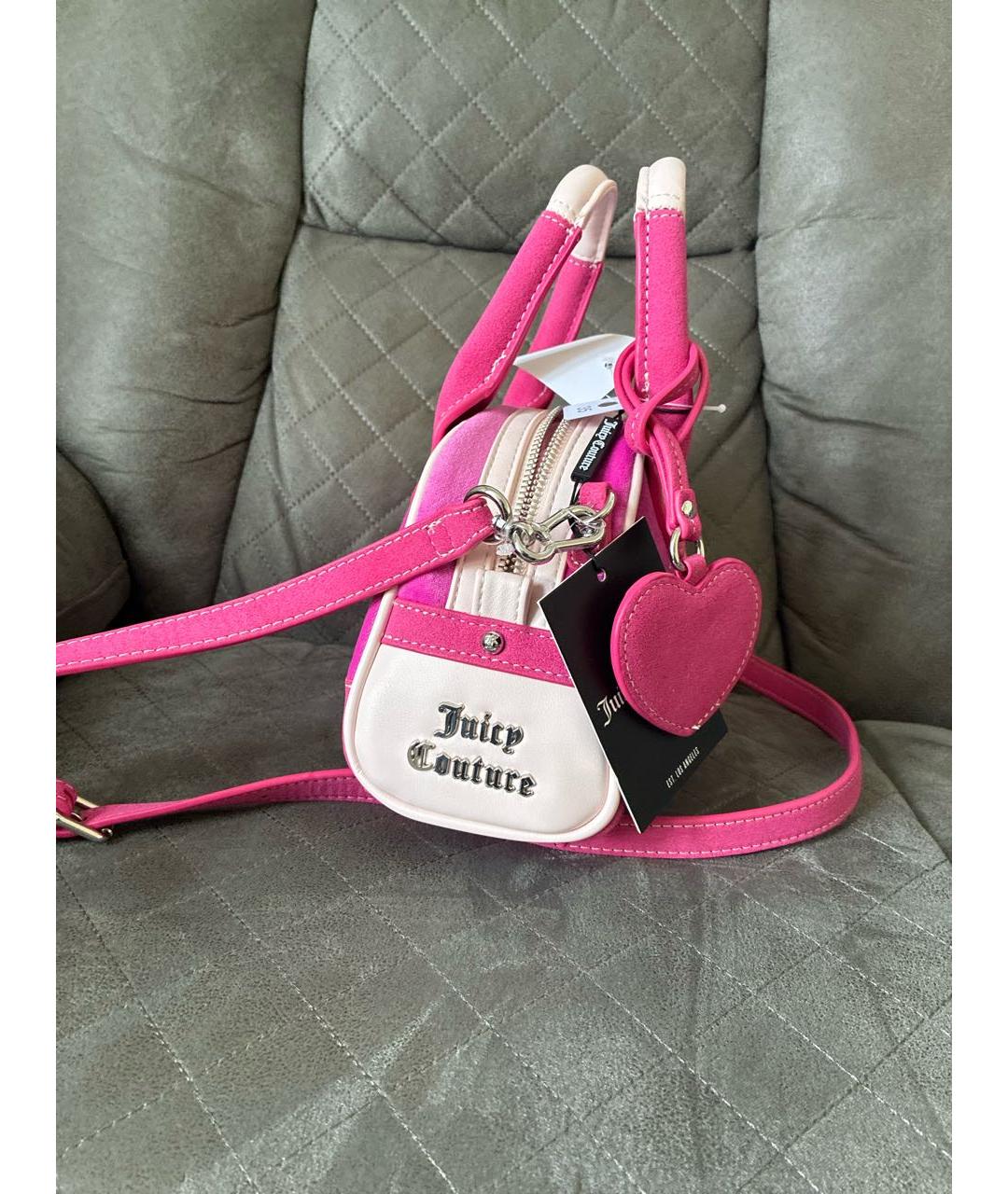 JUICY COUTURE Розовая бархатная сумка с короткими ручками, фото 2
