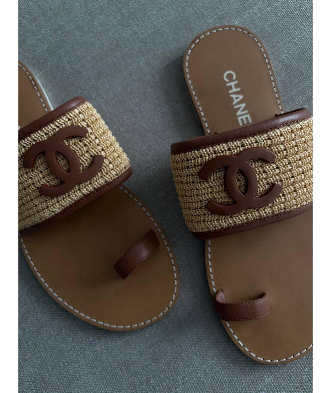 CHANEL Коричневые шлепанцы, фото 3