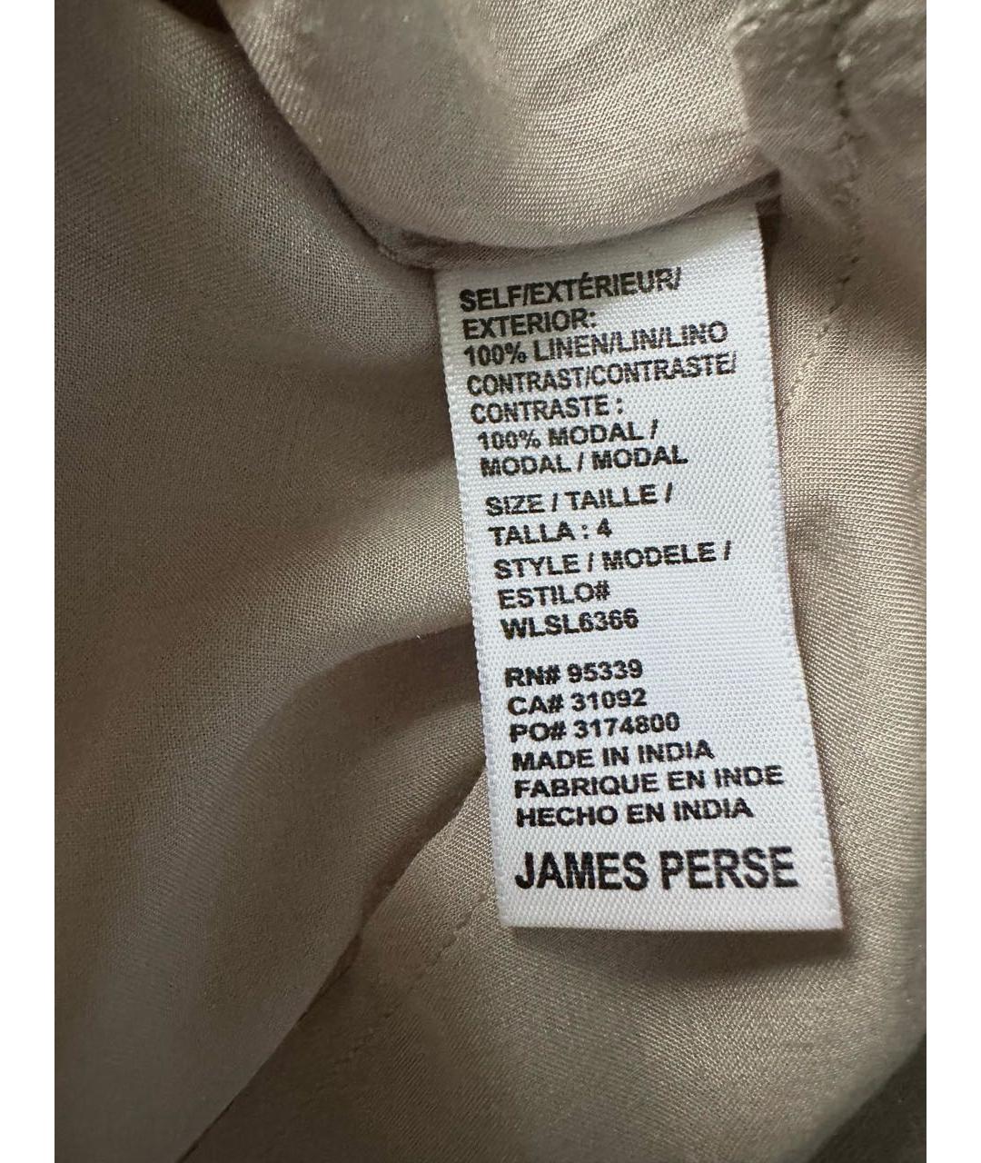 JAMES PERSE Бежевое льняное повседневное платье, фото 5