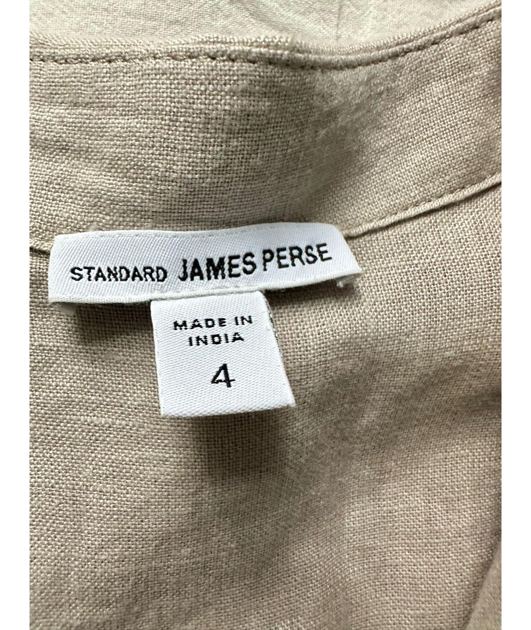 JAMES PERSE Бежевое льняное повседневное платье, фото 3
