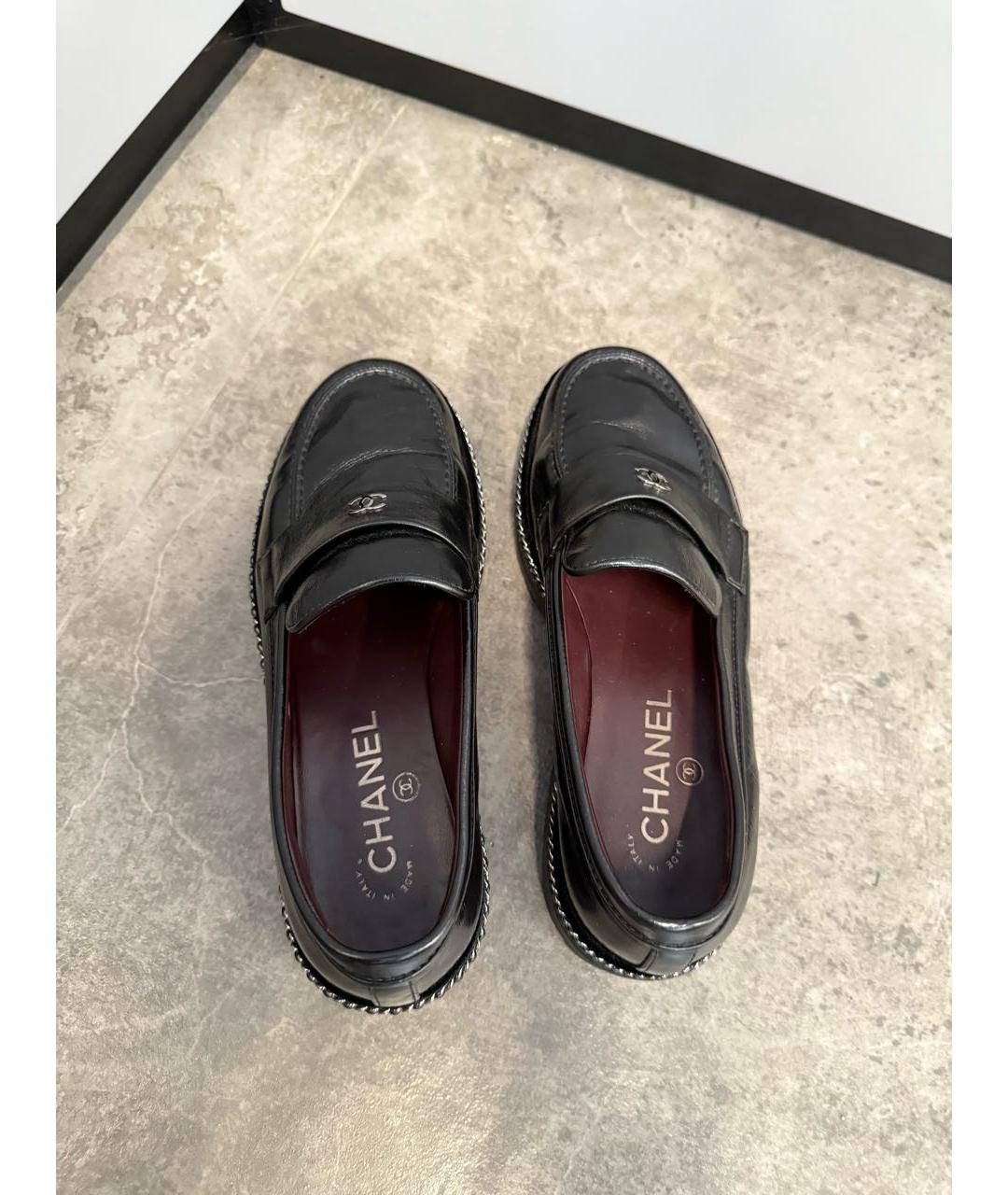 CHANEL Черные кожаные лоферы, фото 5
