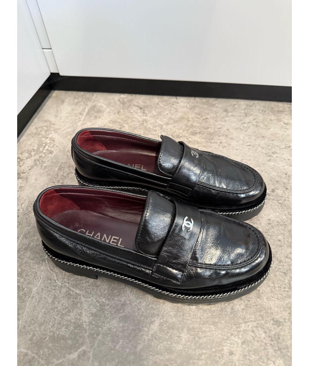 CHANEL Черные кожаные лоферы, фото 4