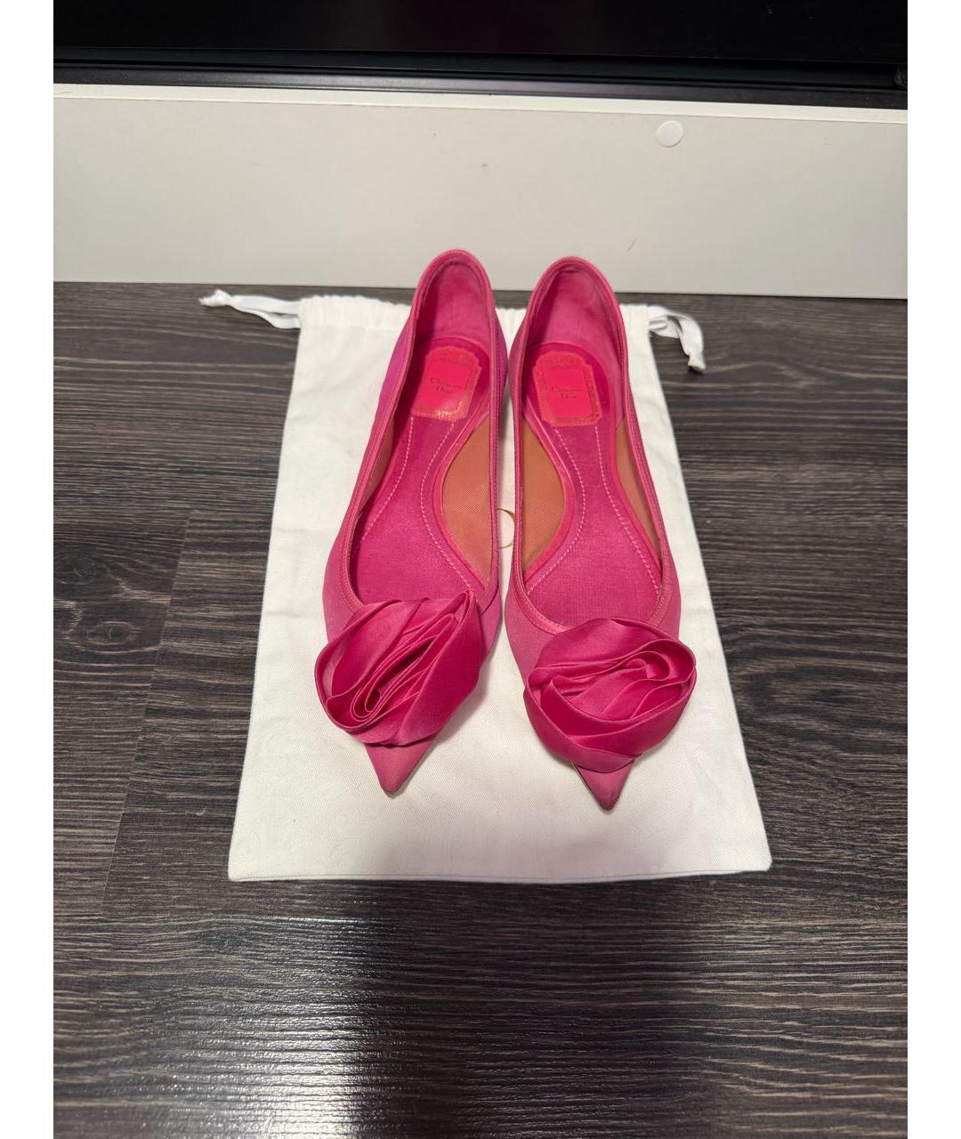 CHRISTIAN DIOR Фуксия текстильные балетки, фото 2