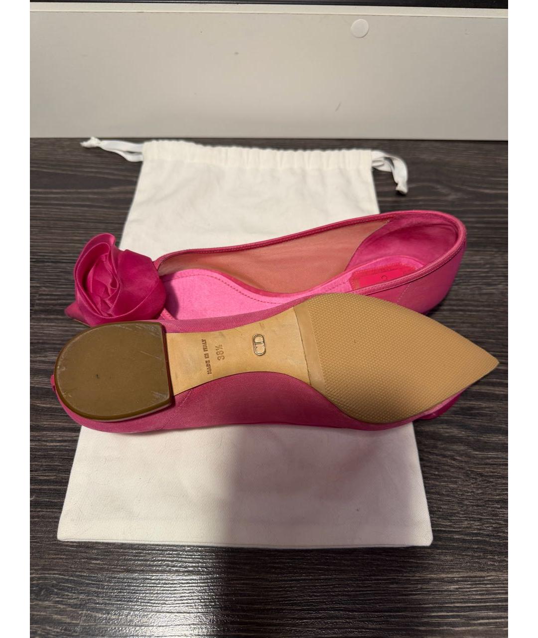 CHRISTIAN DIOR Фуксия текстильные балетки, фото 5