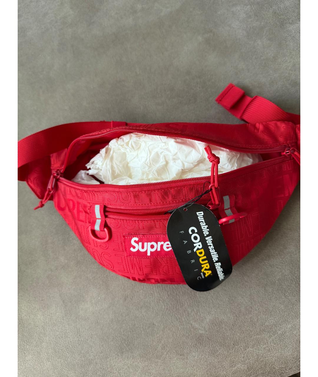SUPREME Красная поясная сумка, фото 3