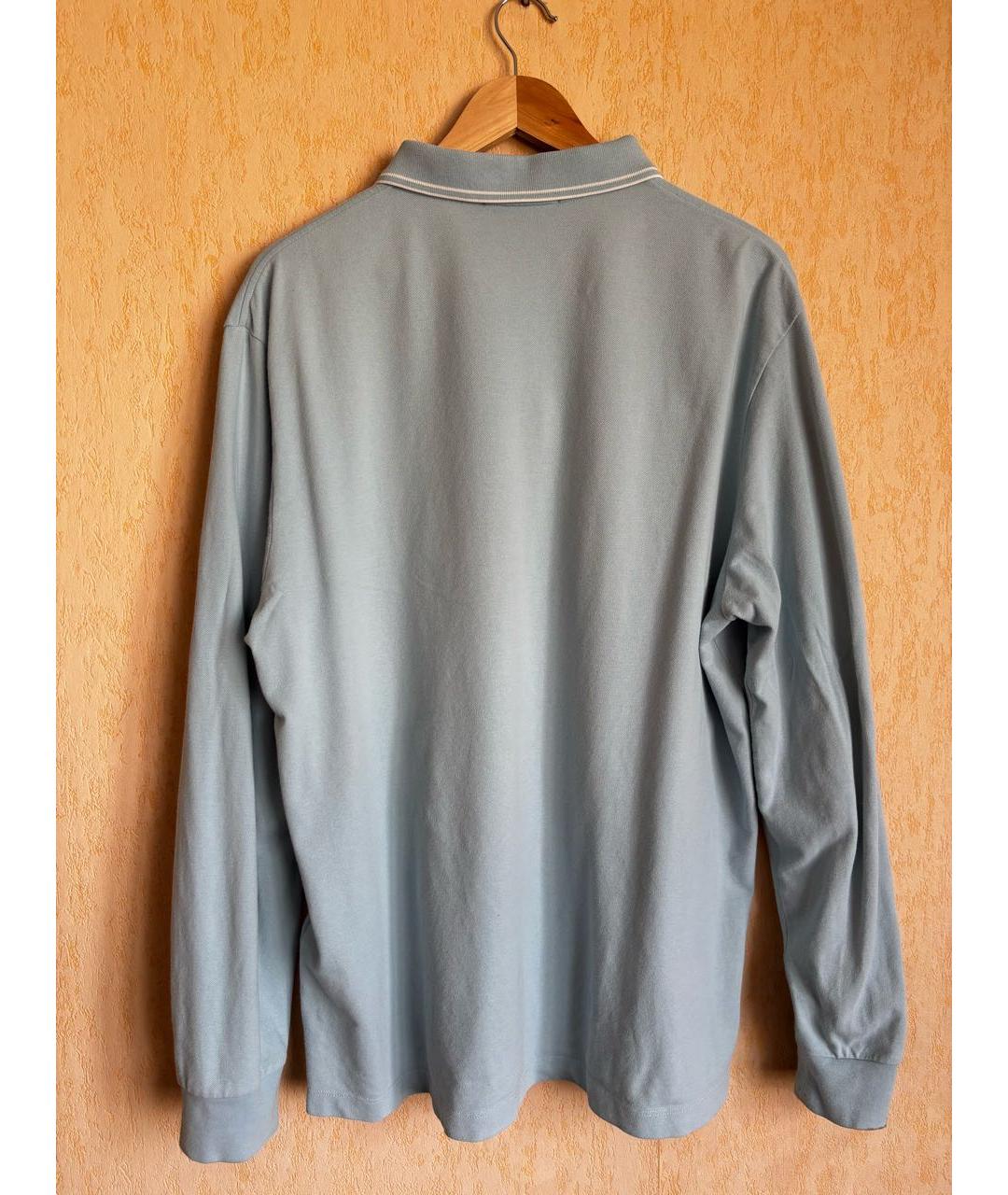 STONE ISLAND Голубое хлопко-эластановое поло с длинным рукавом, фото 2