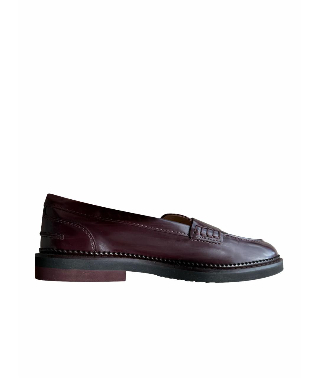 TOD'S Бордовые лоферы из лакированной кожи, фото 1