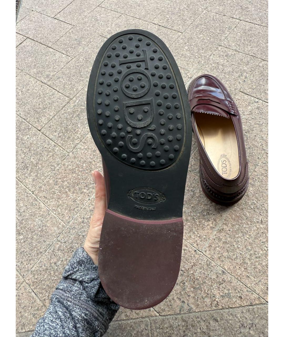 TOD'S Бордовые лоферы из лакированной кожи, фото 8