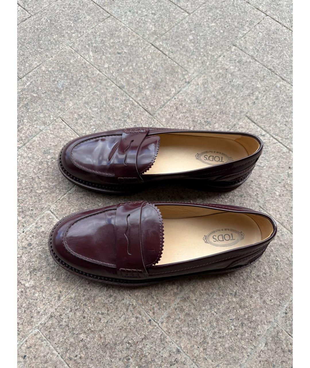 TOD'S Бордовые лоферы из лакированной кожи, фото 7