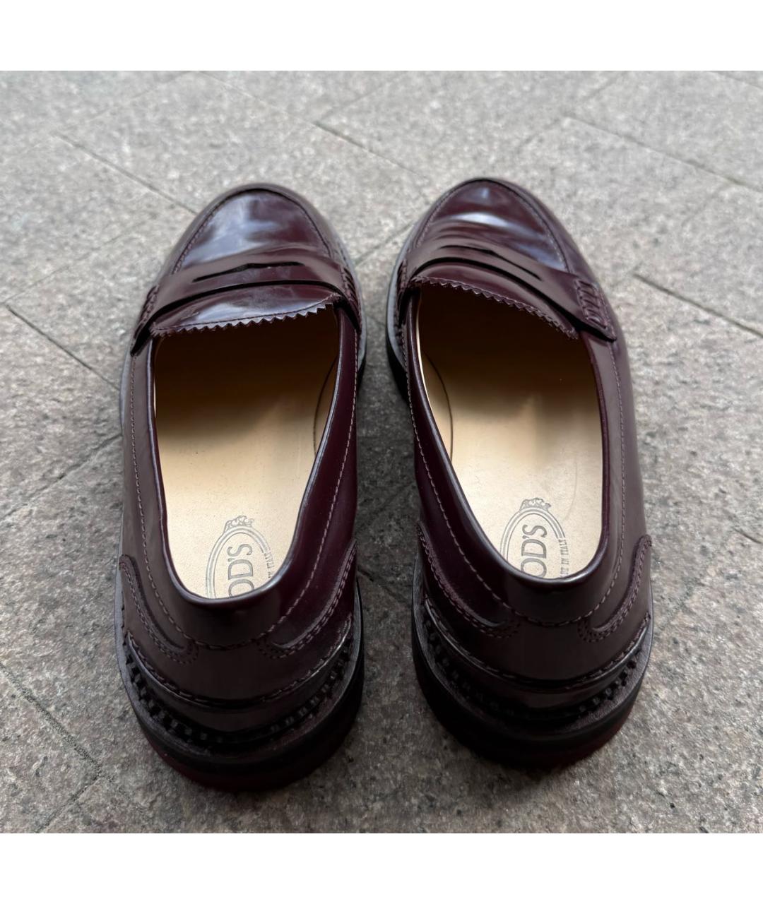 TOD'S Бордовые лоферы из лакированной кожи, фото 4