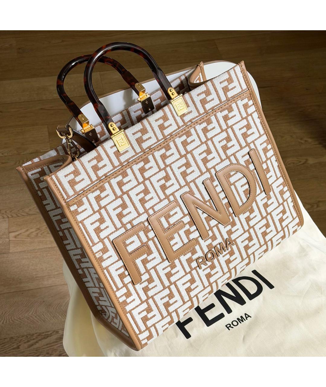 FENDI Бежевая сумка тоут, фото 6