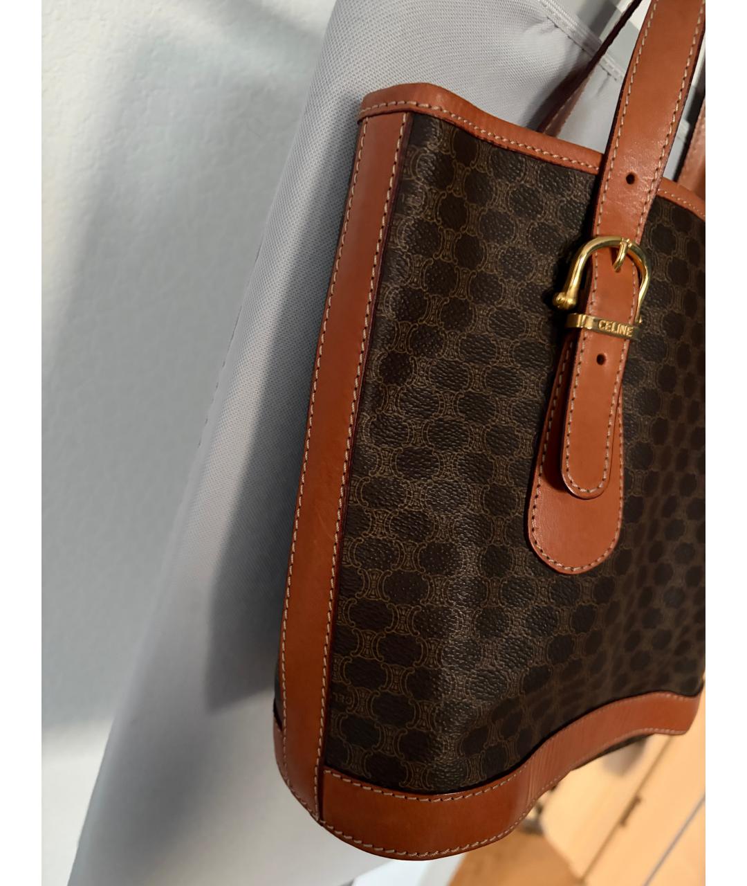 CELINE Коричневая сумка через плечо из искусственной кожи, фото 5