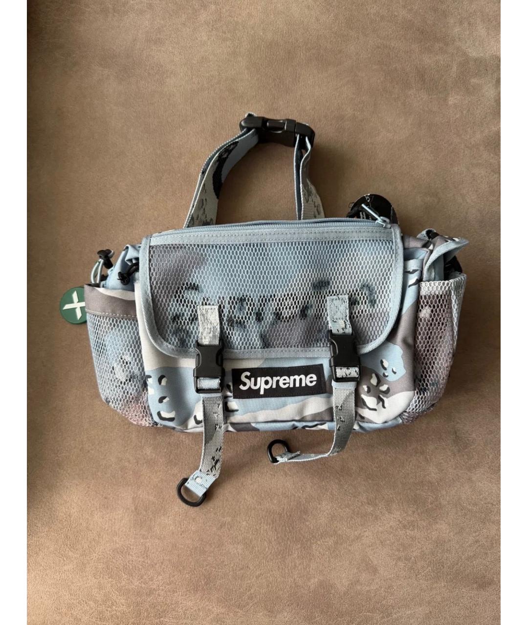 SUPREME Голубая поясная сумка, фото 4