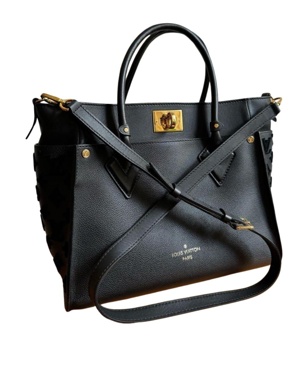 LOUIS VUITTON Черная кожаная сумка с короткими ручками, фото 1