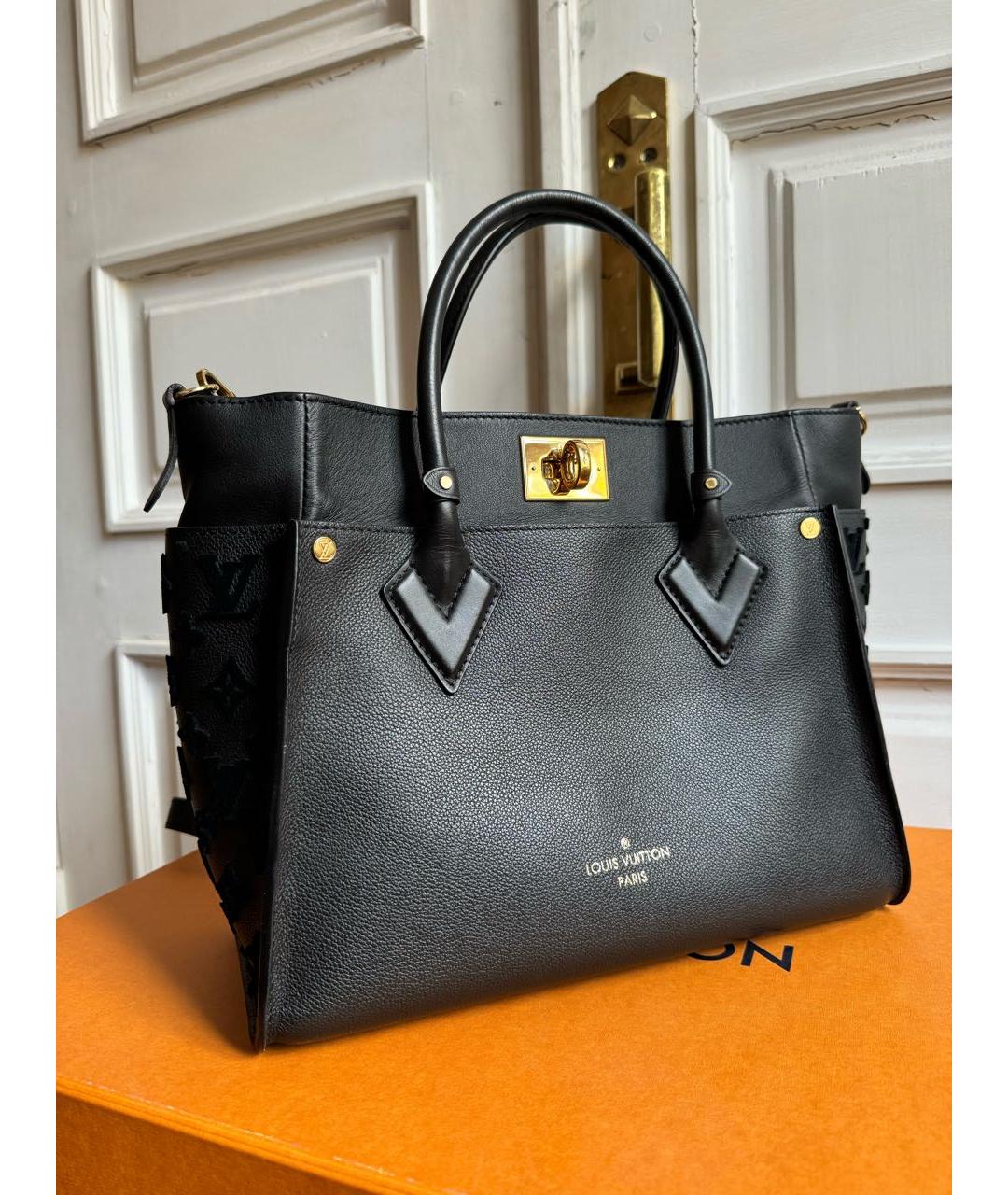 LOUIS VUITTON Черная кожаная сумка с короткими ручками, фото 2