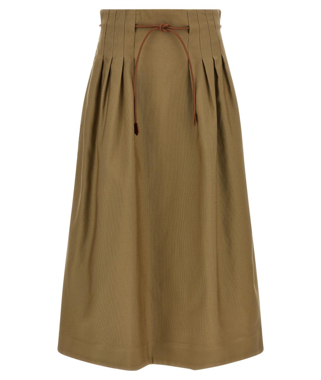 MAX MARA Зеленая хлопковая юбка миди, фото 1