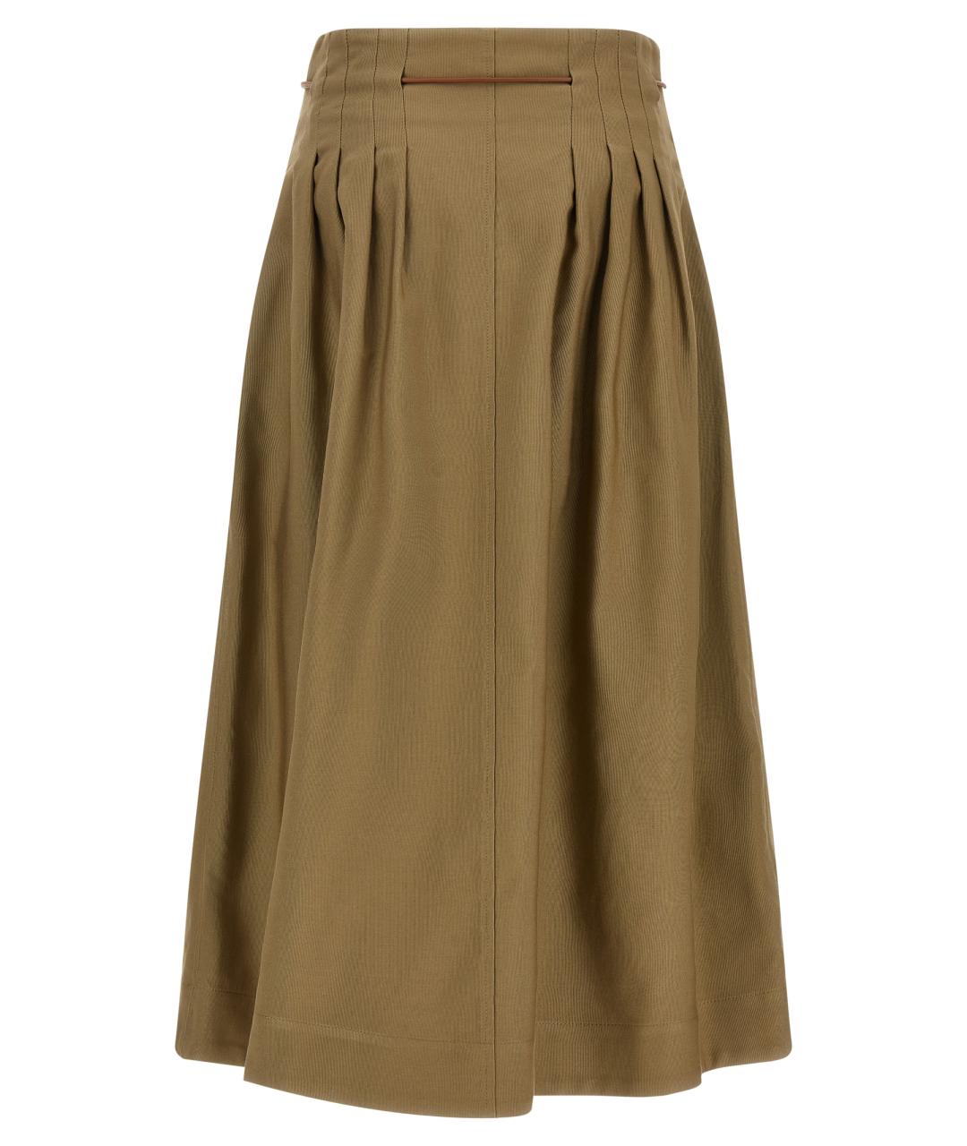MAX MARA Зеленая хлопковая юбка миди, фото 2