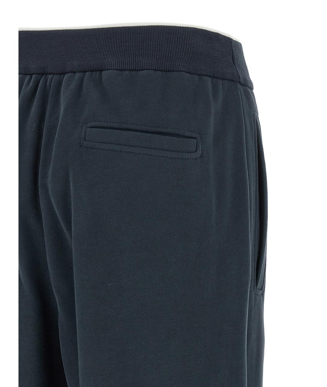 BRUNELLO CUCINELLI Синие хлопковые прямые брюки, фото 4