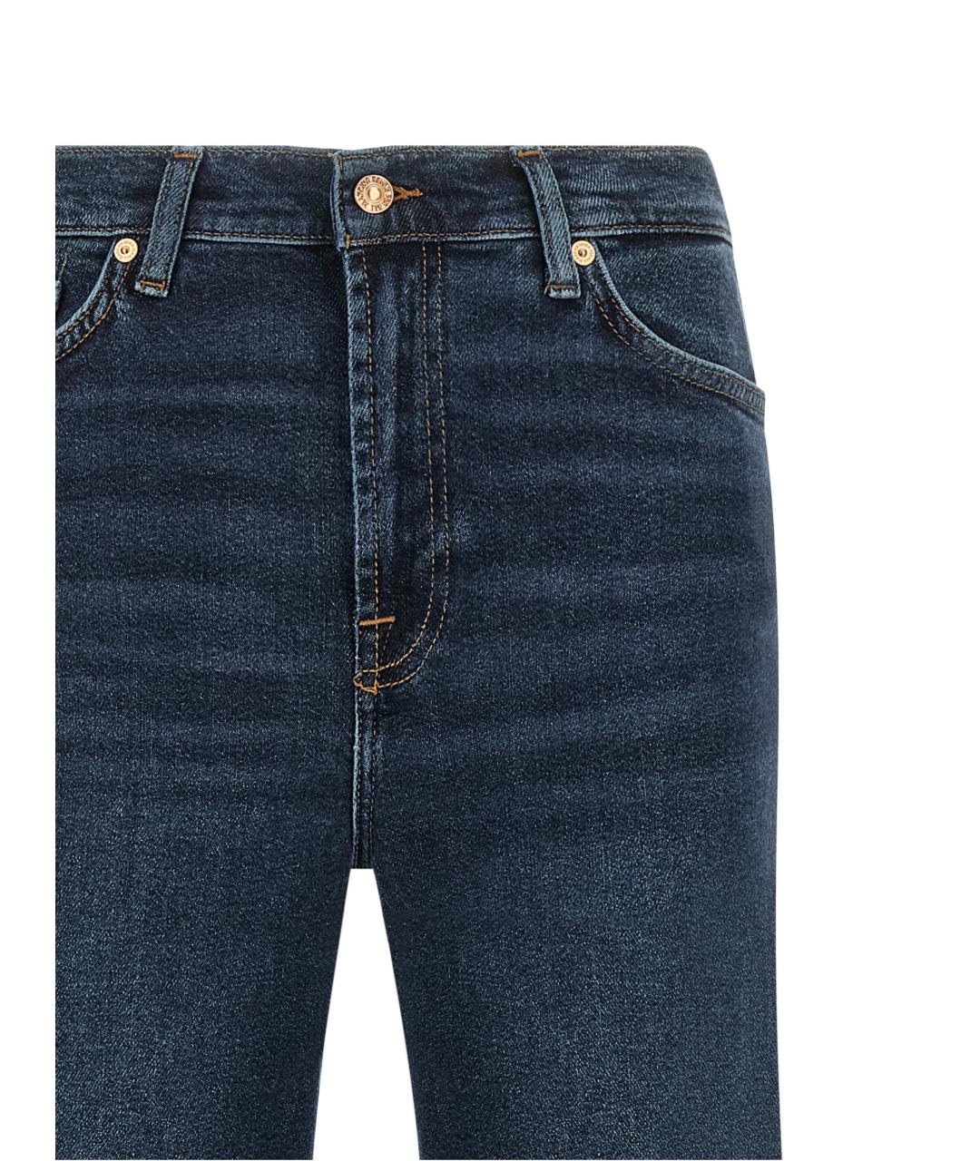 7 FOR ALL MANKIND Синие хлопковые джинсы клеш, фото 3