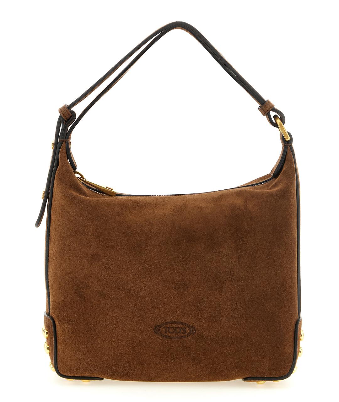 TOD'S Коричневая замшевая сумка с короткими ручками, фото 1