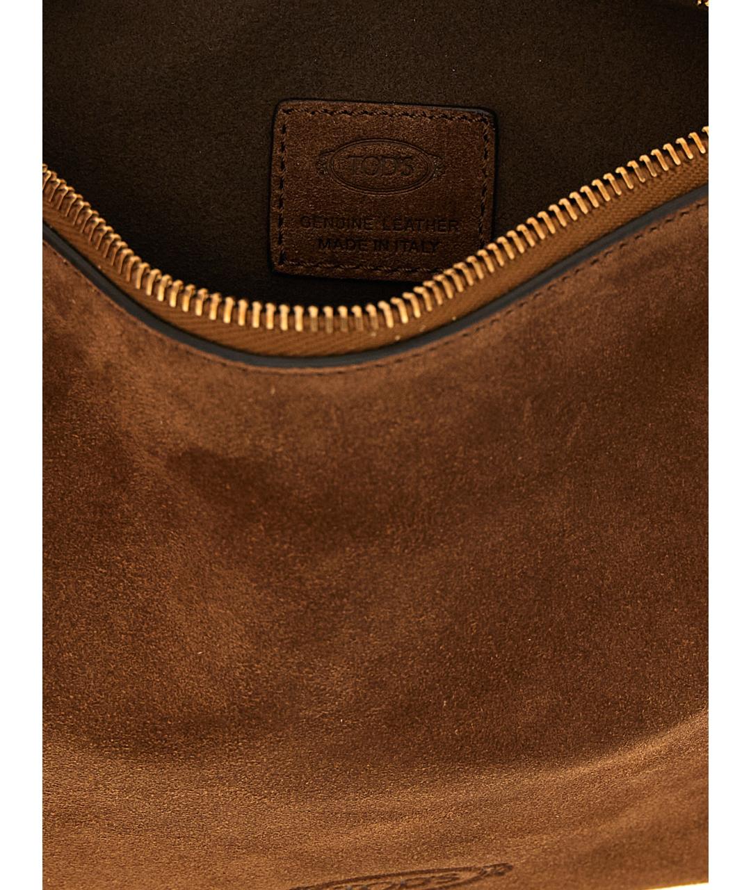 TOD'S Коричневая замшевая сумка с короткими ручками, фото 4