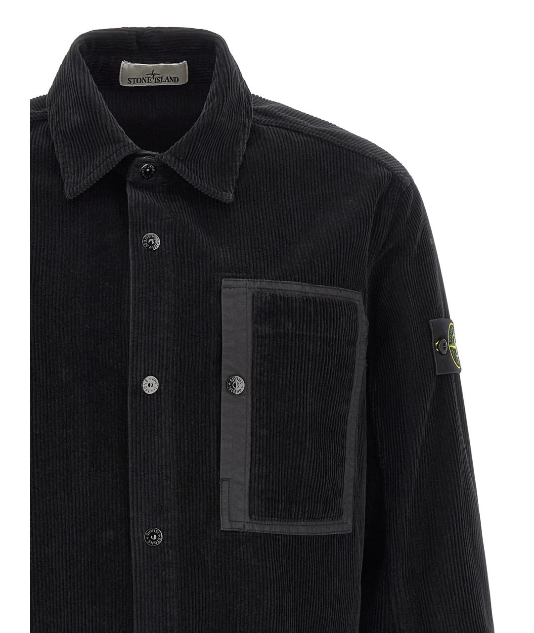 STONE ISLAND Черная хлопковая кэжуал рубашка, фото 3