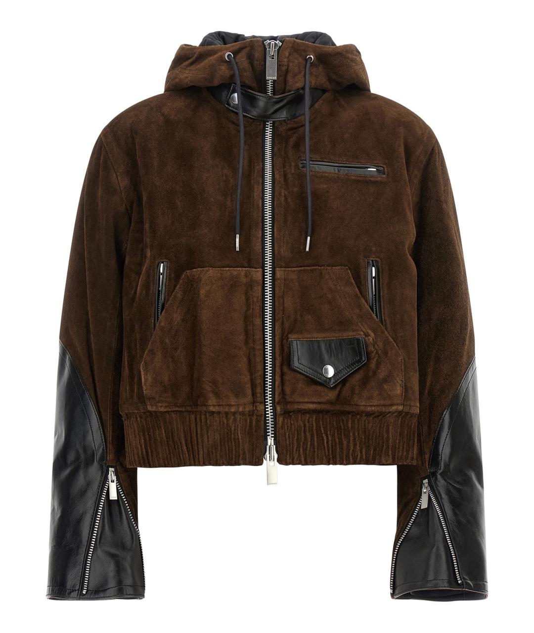SACAI Коричневая кожаная куртка, фото 1