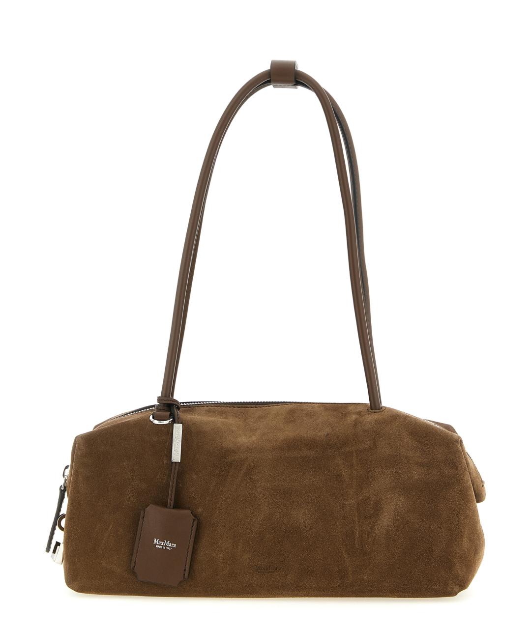 MAX MARA Коричневая замшевая сумка с короткими ручками, фото 1