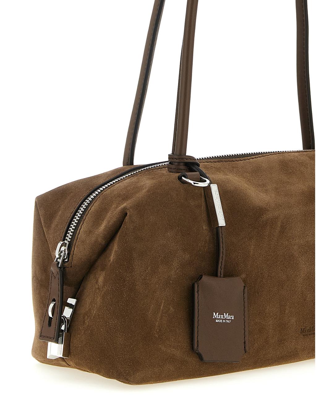 MAX MARA Коричневая замшевая сумка с короткими ручками, фото 3