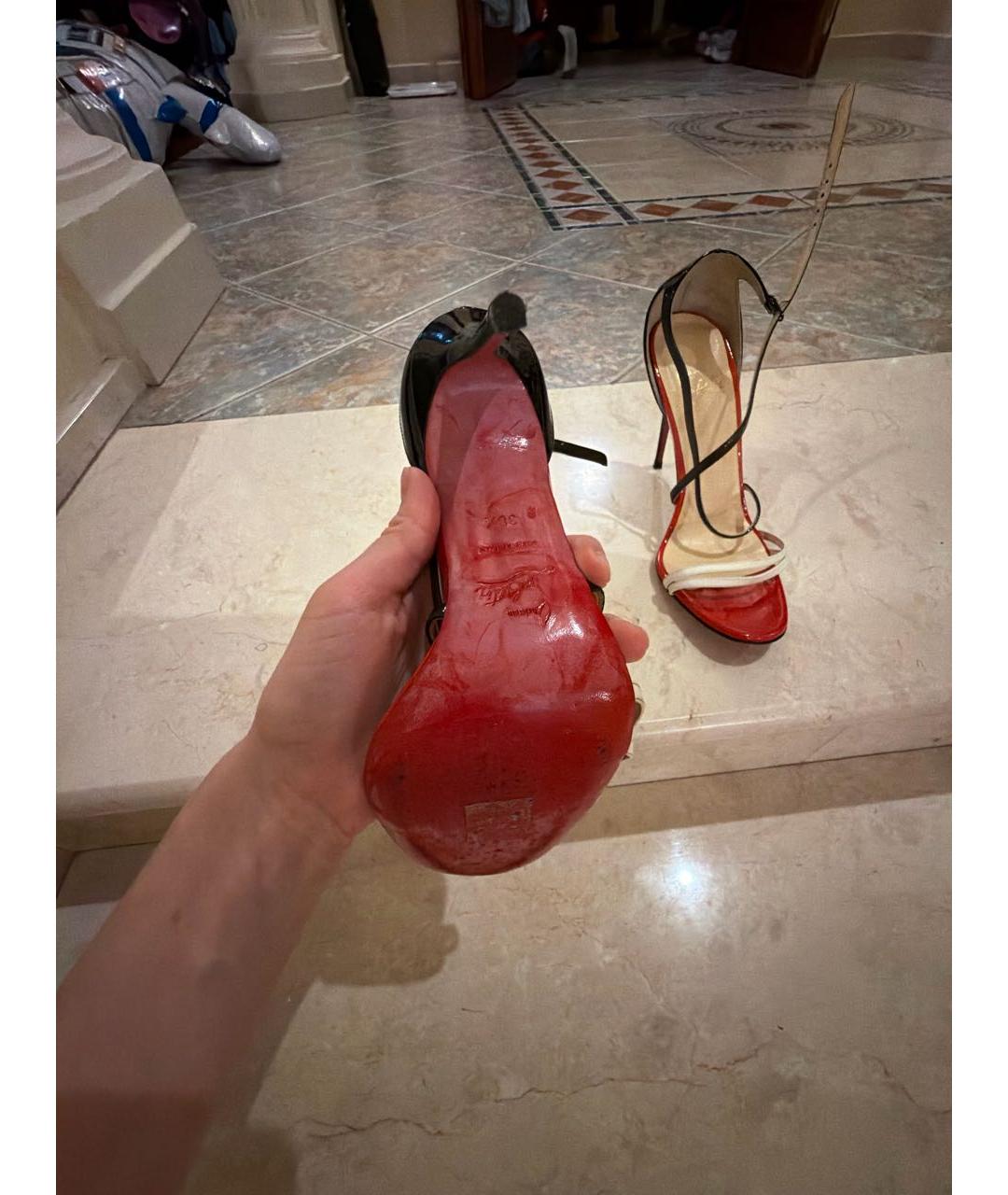 CHRISTIAN LOUBOUTIN Красные кожаные босоножки, фото 5