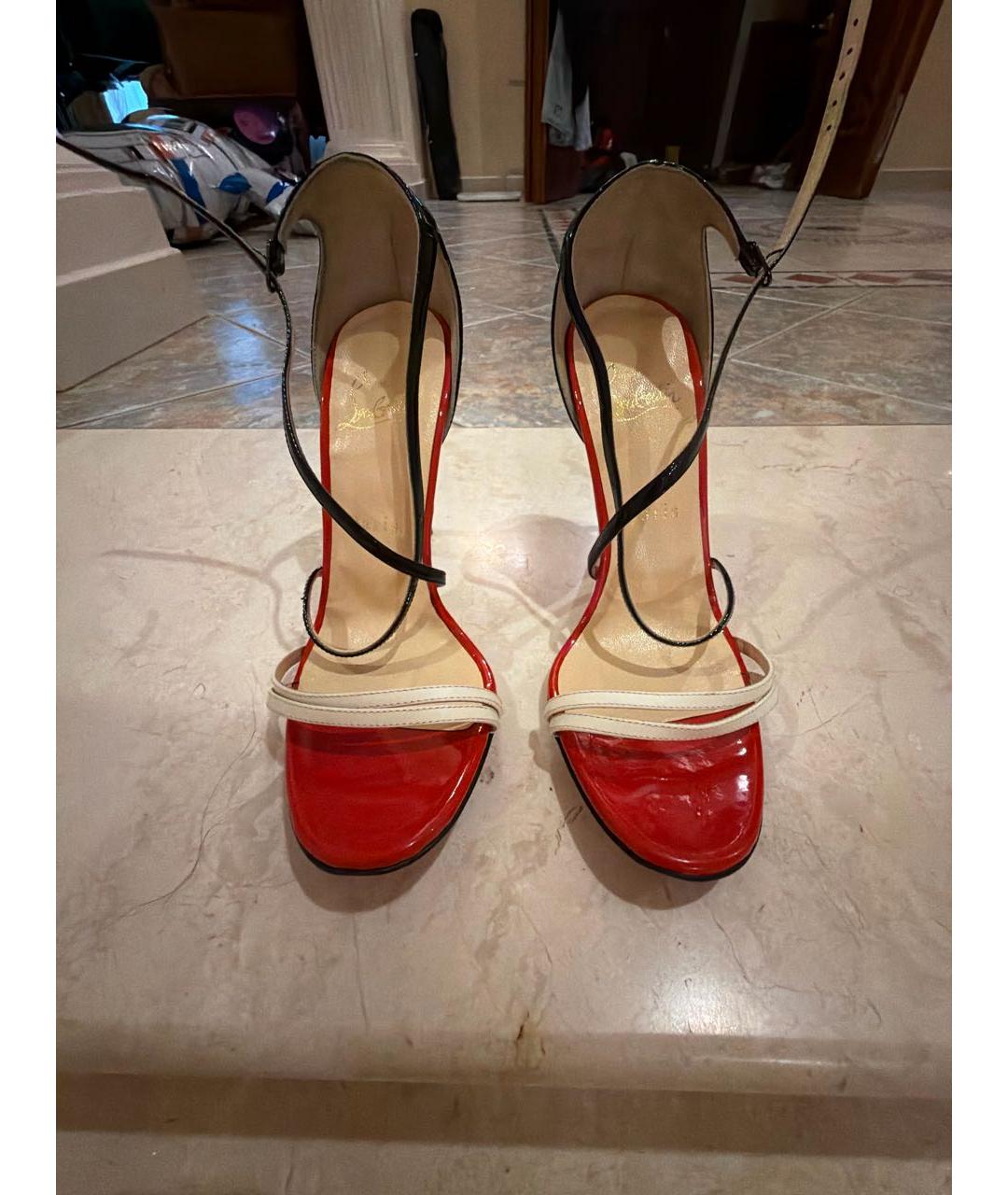 CHRISTIAN LOUBOUTIN Красные кожаные босоножки, фото 4