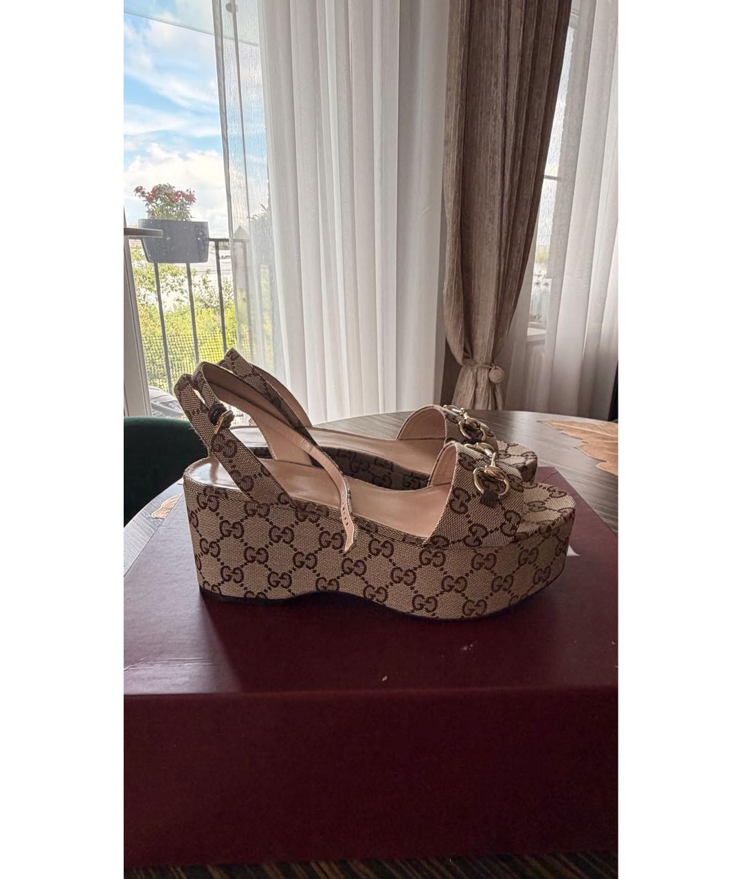 GUCCI Бежевые босоножки, фото 5
