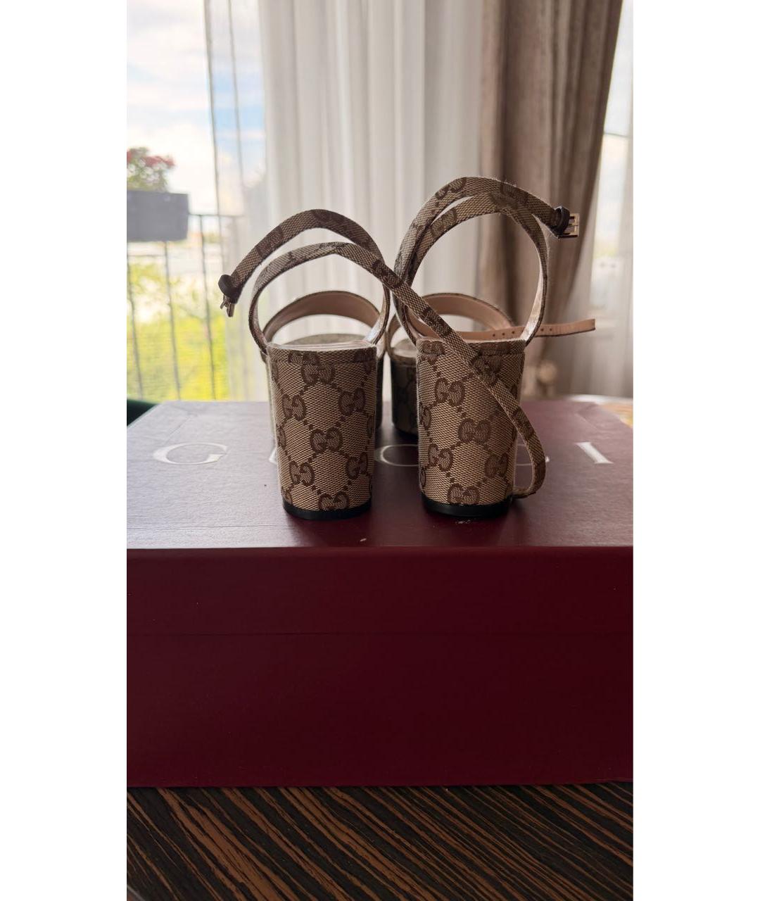 GUCCI Бежевые босоножки, фото 4