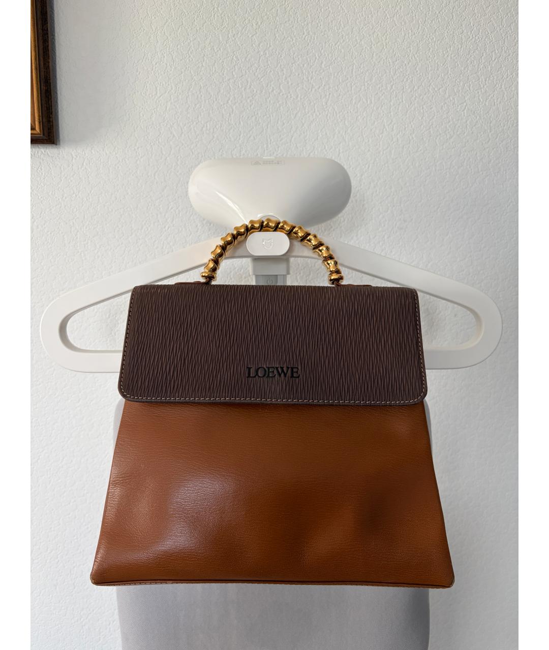 LOEWE Коричневая кожаная сумка с короткими ручками, фото 2