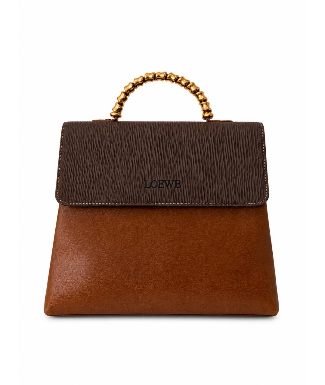 LOEWE Коричневая кожаная сумка с короткими ручками, фото 1