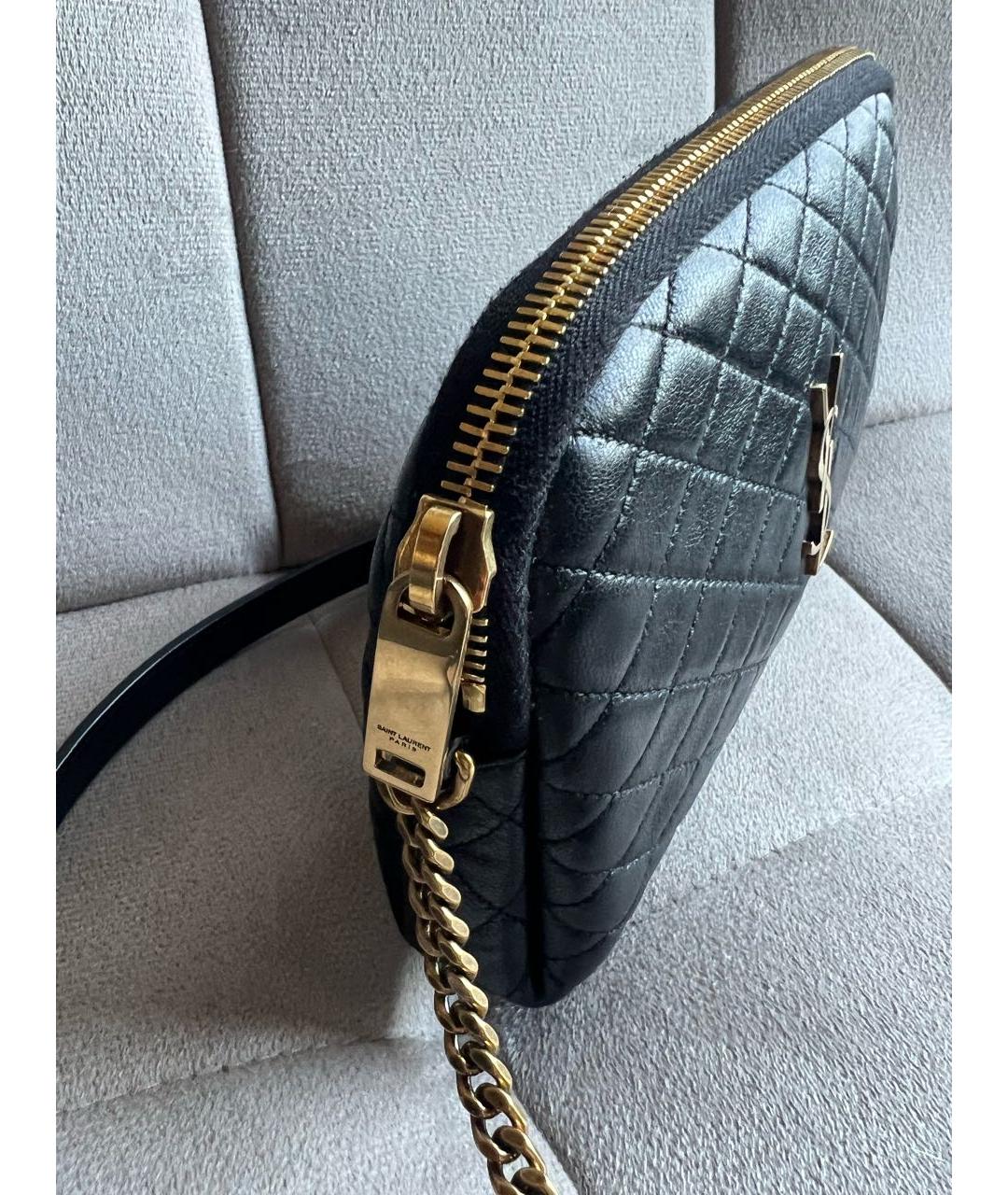 SAINT LAURENT Черная кожаная сумка через плечо, фото 2