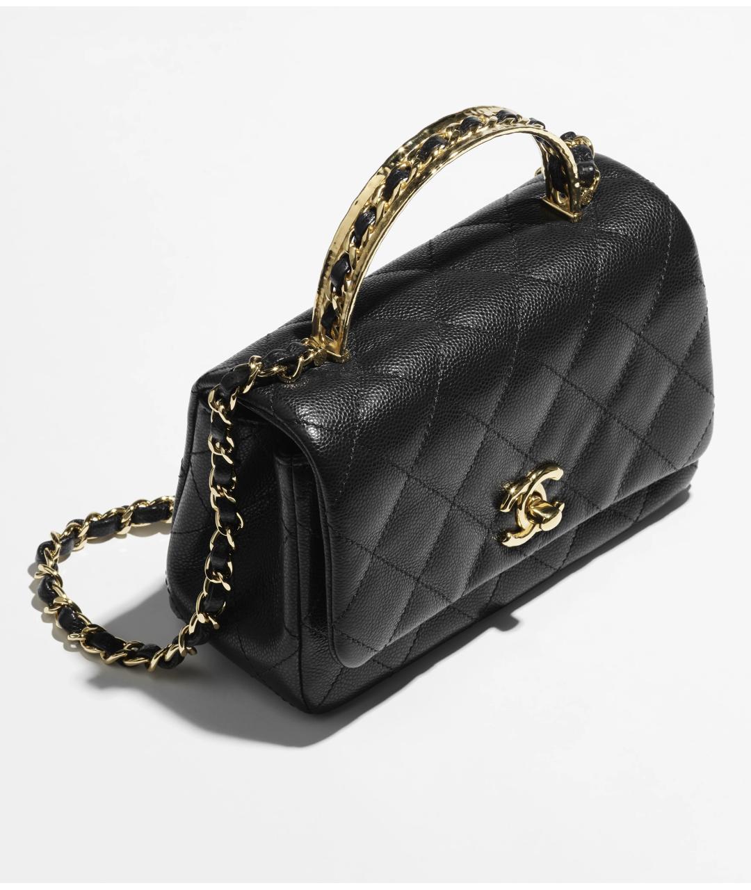 CHANEL Черная кожаная сумка с короткими ручками, фото 3