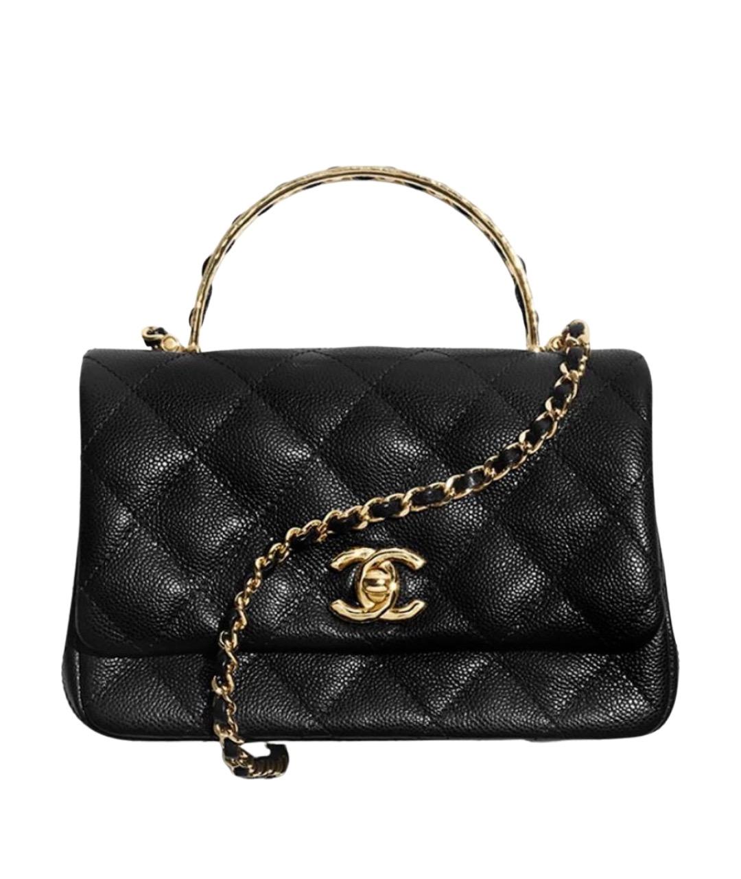 CHANEL Черная кожаная сумка с короткими ручками, фото 1