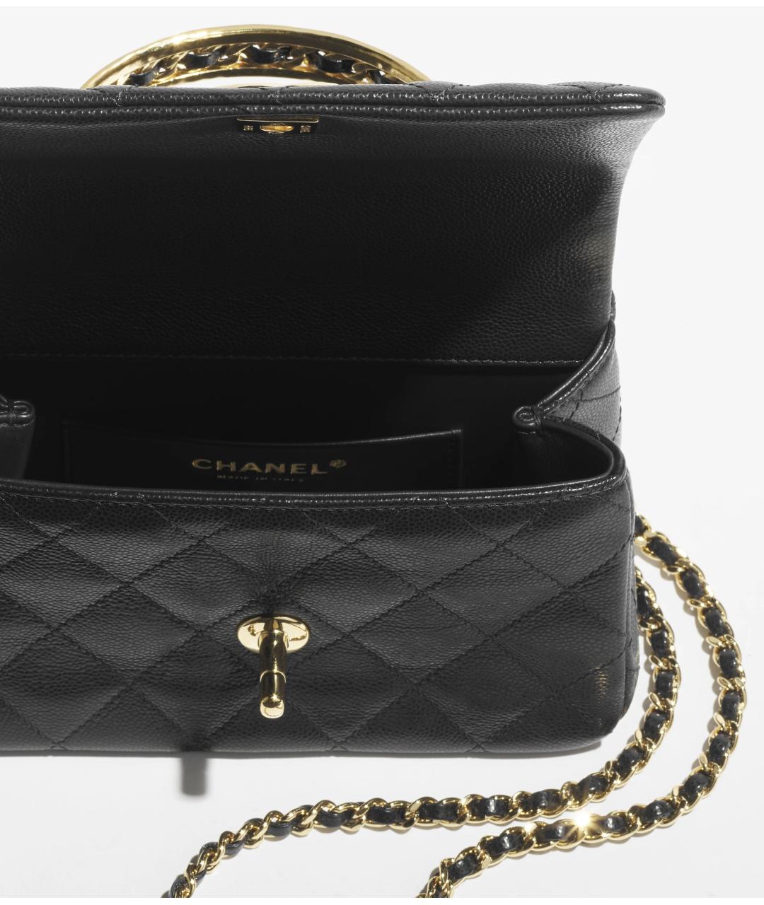 CHANEL Черная кожаная сумка с короткими ручками, фото 4