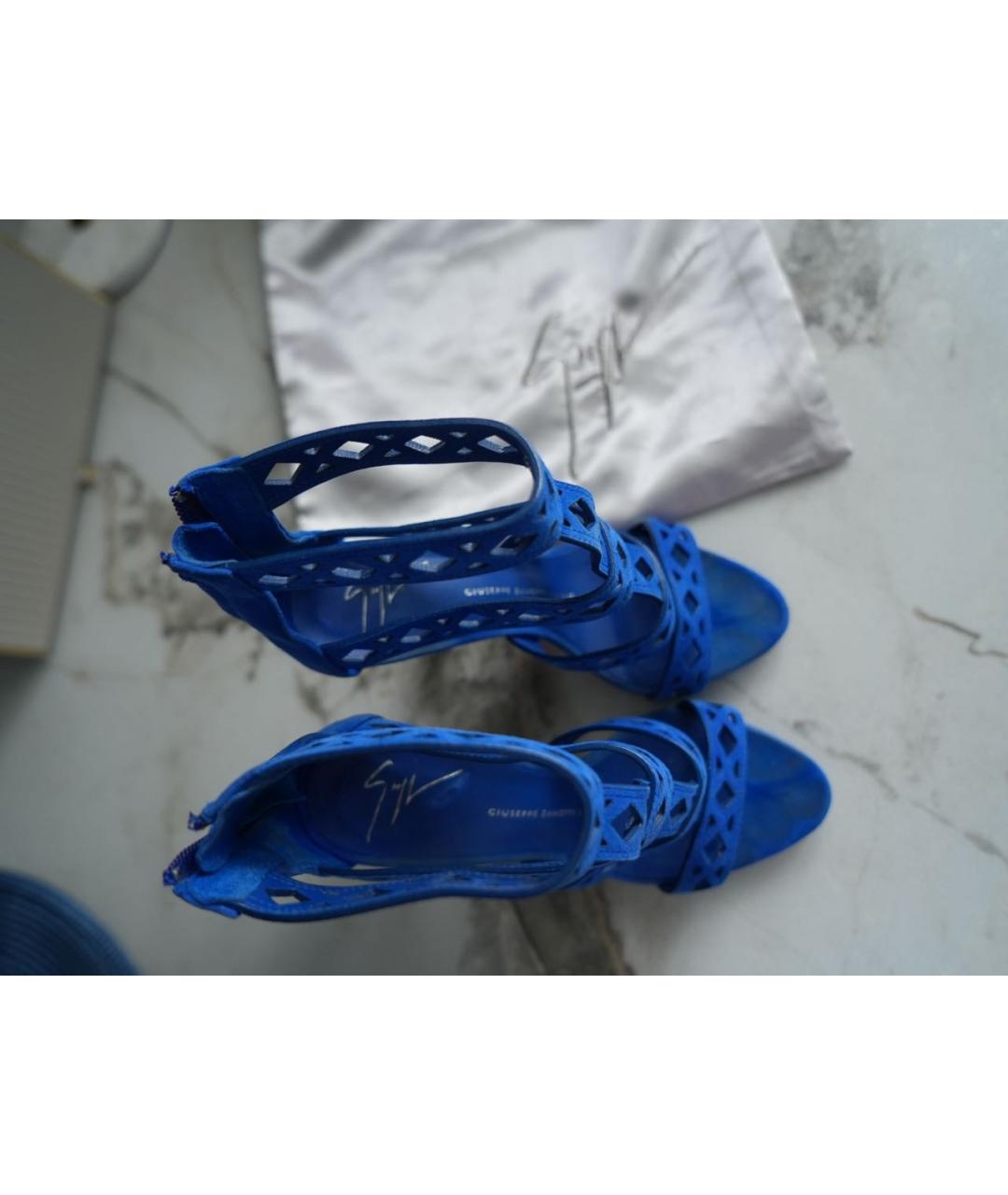 GIUSEPPE ZANOTTI DESIGN Синие замшевые босоножки, фото 3
