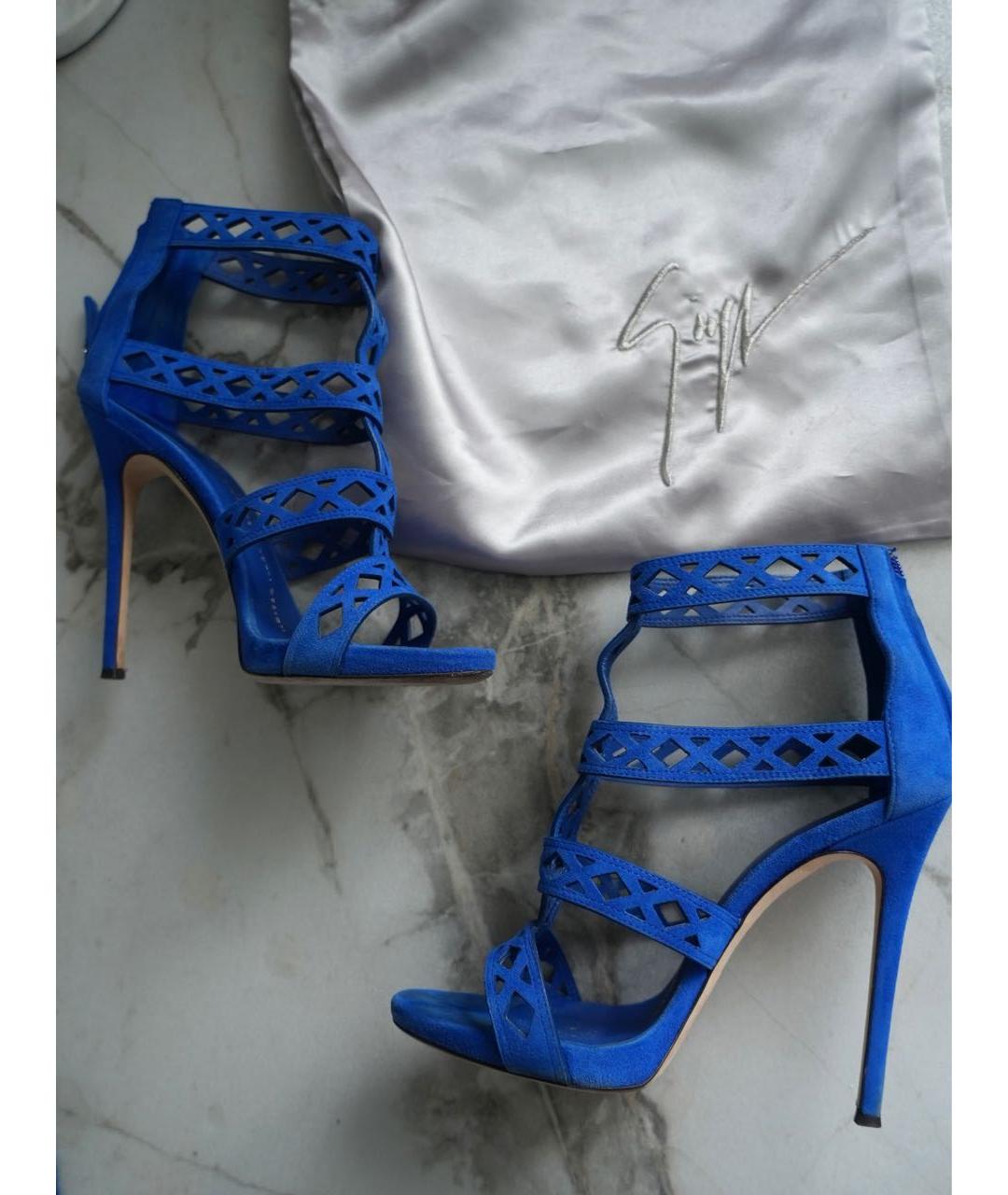GIUSEPPE ZANOTTI DESIGN Синие замшевые босоножки, фото 2
