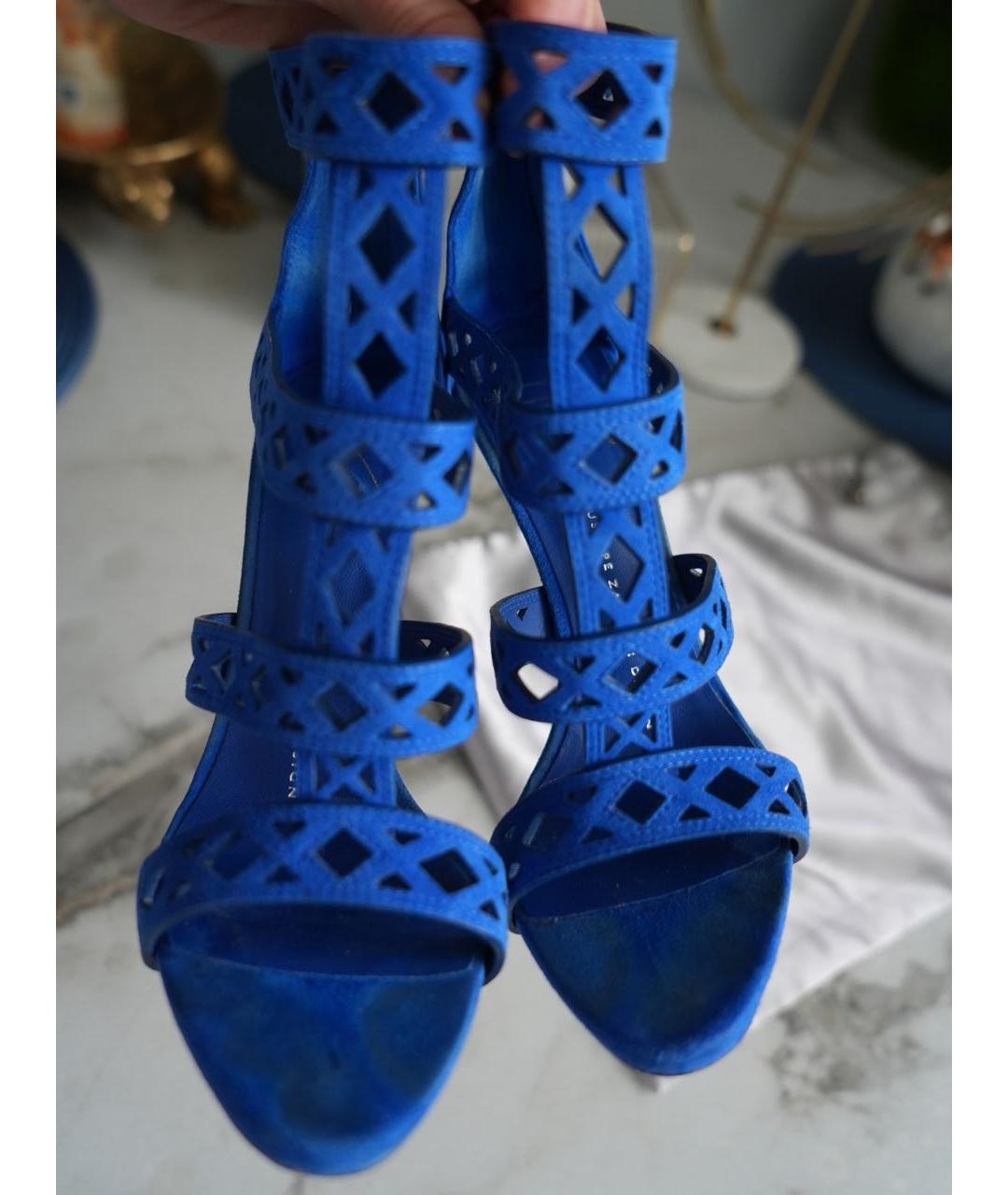 GIUSEPPE ZANOTTI DESIGN Синие замшевые босоножки, фото 6